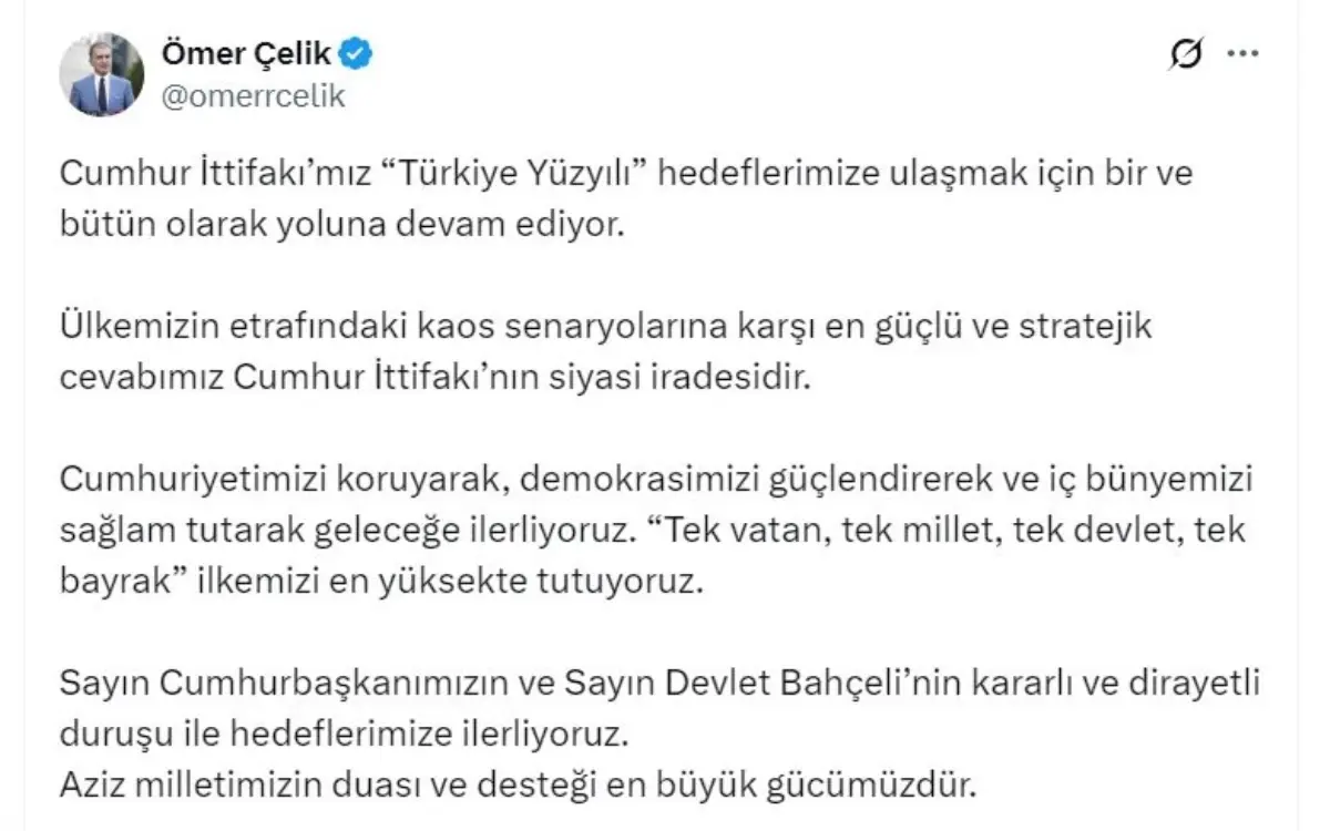 omer celik cumhur ittifaki turkiye yuzyili hedefleri icin birlikte ilerliyor BK9FcNua.jpg